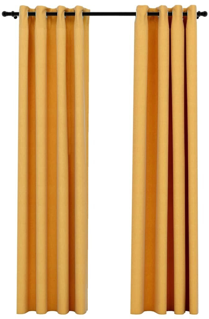 vidaXL Linen-effect blackout curtains 2 pcs. 140x225cm yellow (321193)