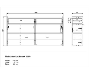 Germania AMECA Mehrzweckschrank 110x57x22 cm Taupegrün ab 211,73 € (Februar  2024 Preise) | Preisvergleich bei