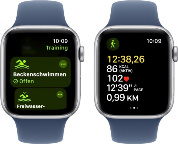 Apple Watch SE 2022 4G 44mm silber Sportarmband Sturmblau M/L, Bild 4