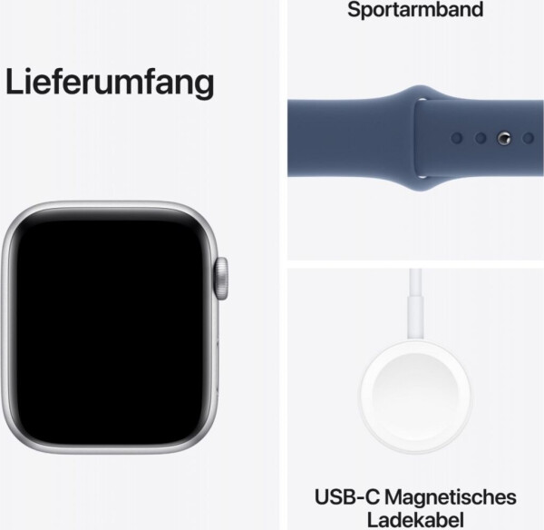 Apple Watch SE 2022 4G 44mm silber Sportarmband Sturmblau M/L, Bild 6