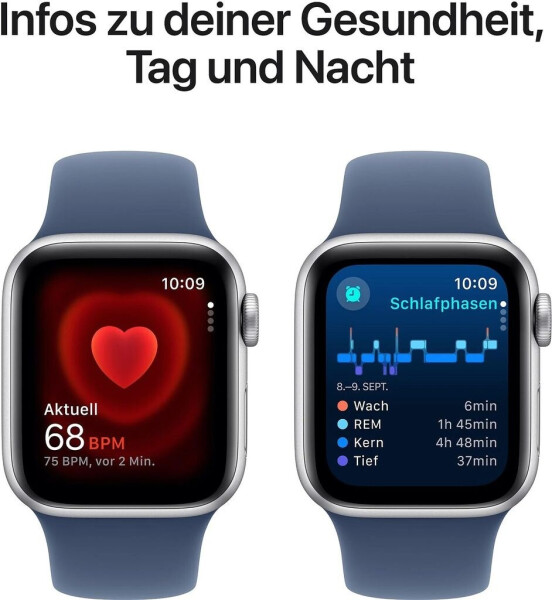 Apple Watch SE 2022 4G 44mm silber Sportarmband Sturmblau M/L, Bild 8