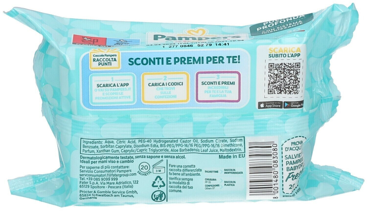 Pampers Salviettine Baby Dry Fresh 20 pz. a € 1,34 (oggi)