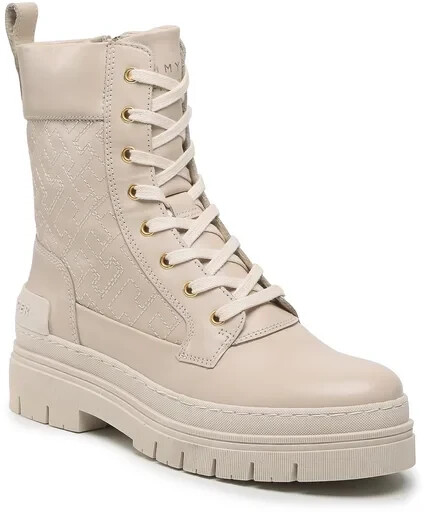 Tommy Hilfiger Lace Up Zip Boot Monogram FW0FW06849 Sugarcane ab