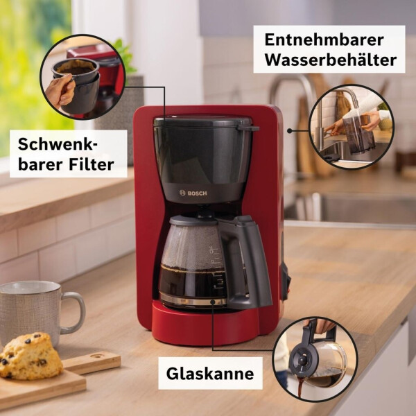 Bosch TKA3M133 MyMoment Kaffeemaschine mit Glaskanne rot, Bild 22