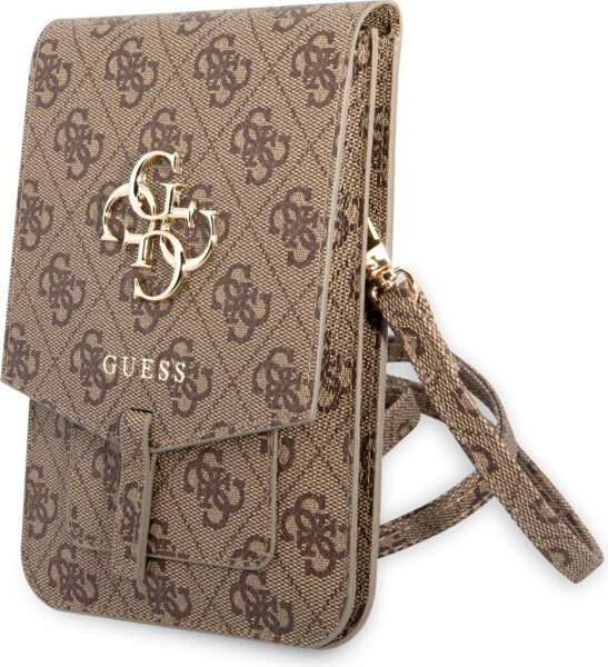 Guess PU 4G Metal Logo Phone Bag Brown