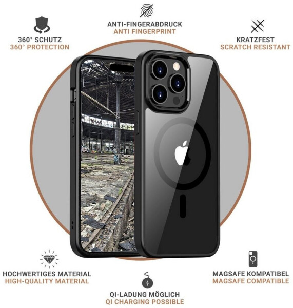 JT Berlin BackCase Pankow Hybrid MagSafe für Apple iPhone 15 Pro Max schwarz/transparent 11043, Bild 3
