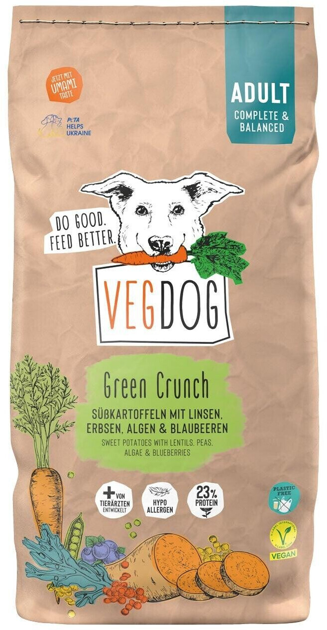VEGDOG Green Crunch dry food sweet potato with lentils, peas & blueberries