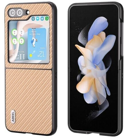 Wigento Für Samsung Galaxy Z Flip5 5G Carbon Textur Handy Schutz