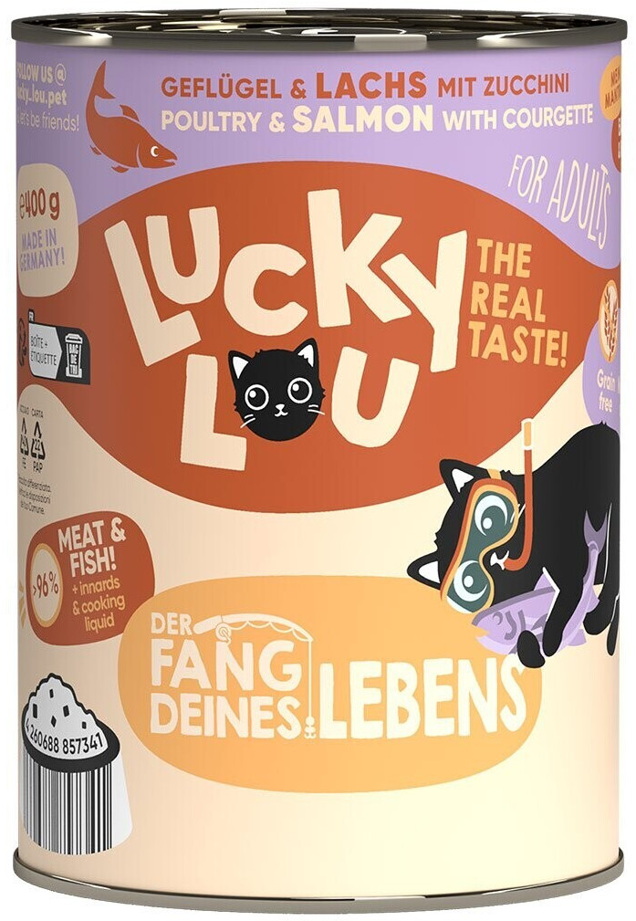 Lucky Lou Lifestage Adult weat cats food poultry & salmon 400g