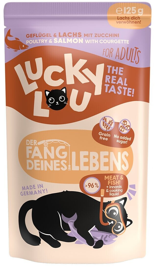 Lucky Lou Lifestage Adult wet cats food poultry & salmon 125g