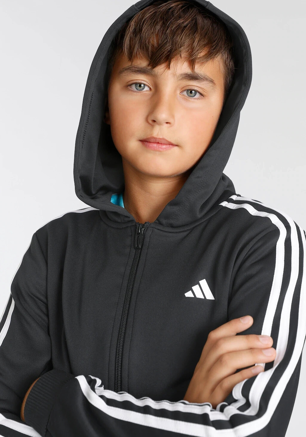 Adidas essentials store 3 stripe hoodie