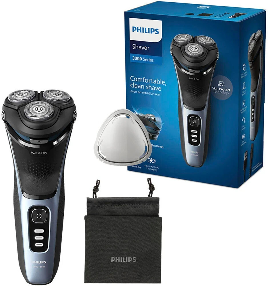 ▷ Chollazo Afeitadora eléctrica inalámbrica Philips Serie 3000 S3233/52 con  cabezales pivotantes y flexibles 5D por sólo 28,99€ (-61%)
