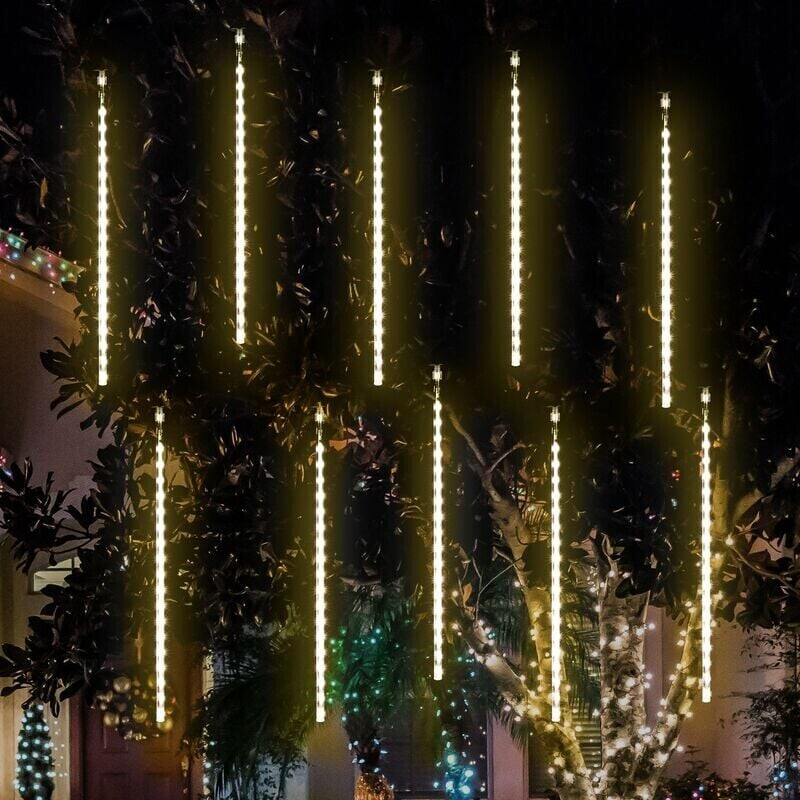 Salcar 4,5m Eiszapfen led Lichterkette Outdoor, Eisregen für Außen,  Weihnachtsdeko Beleuchtung Wasserdicht, Lichtregen Garten mit 10 Spiralen,  Warmweiß ab 9,99 € | Preisvergleich bei