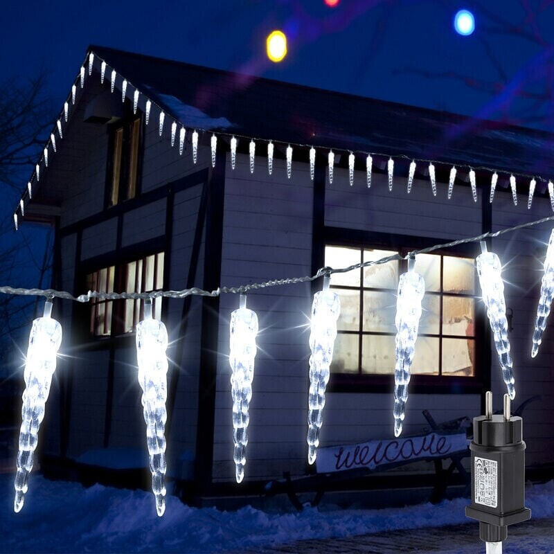 TolleTour Led Eiszapfen Lichterkette Eisregen 40 led Wasserdicht