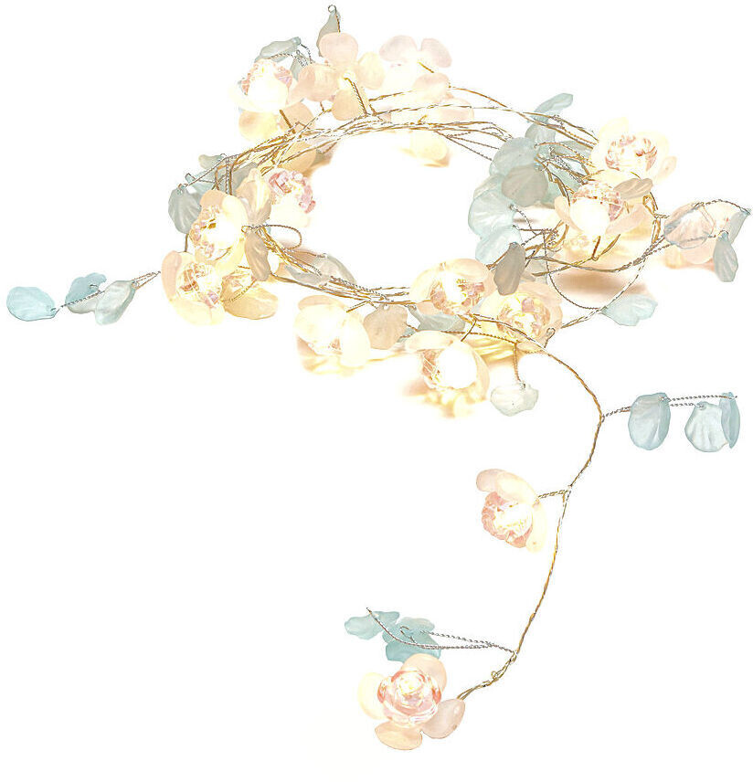 Konstsmide LED-Dekolichterkette Blumen Softpink mit zartgrünen
