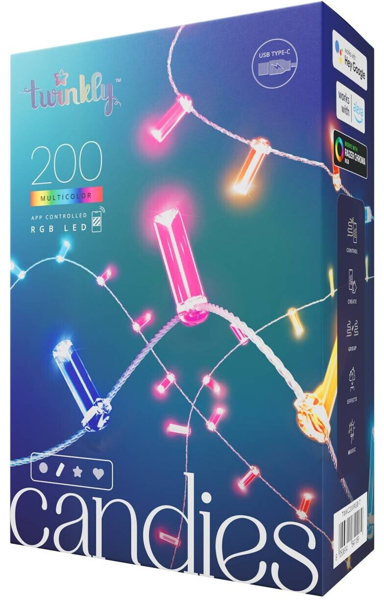 twinkly Candies 200 candles smart cable clear 12m