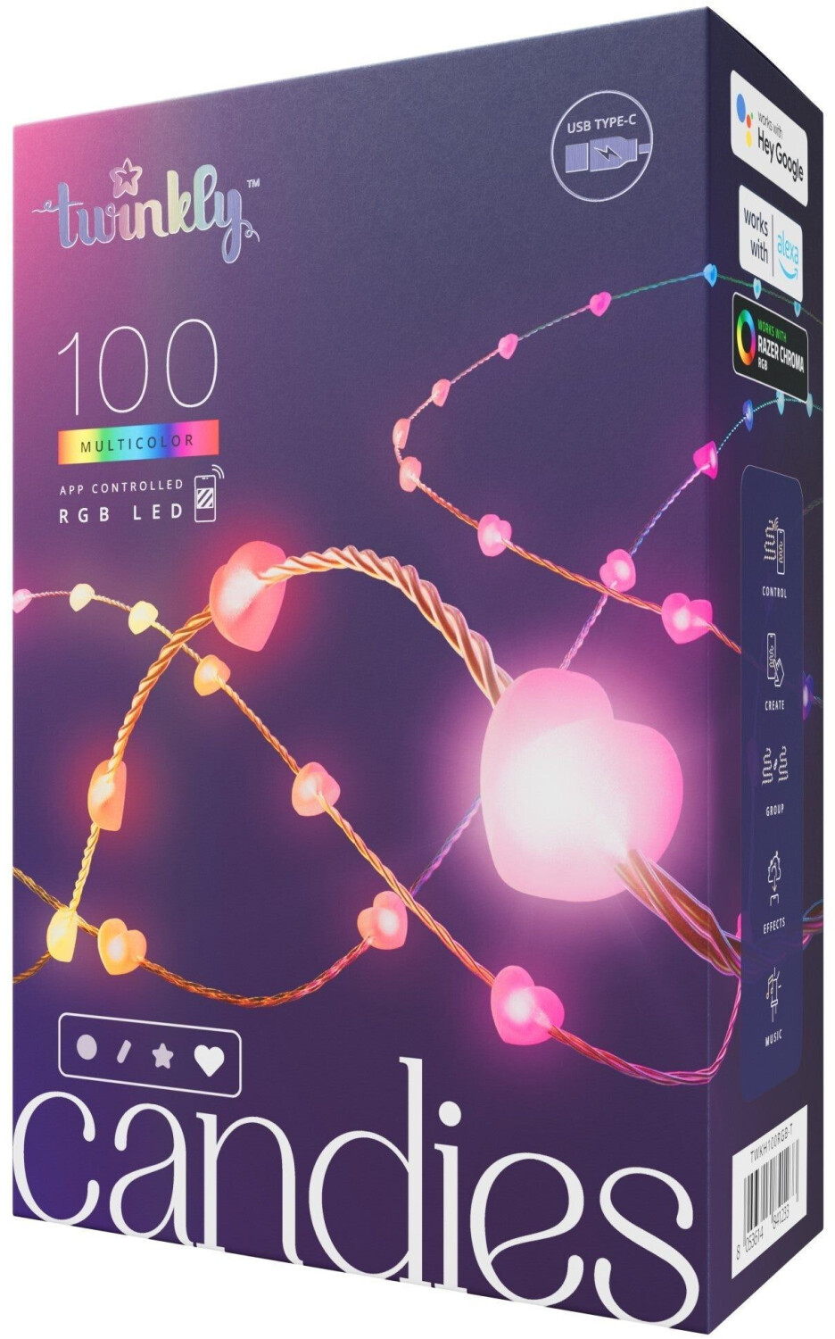 twinkly Candies Hearts Bluetooth WLAN RGB clear 6m