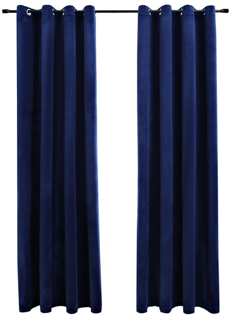 vidaXL Blackout curtains with eyelets 2 pieces velvet dark blue 140x225cm (134529)