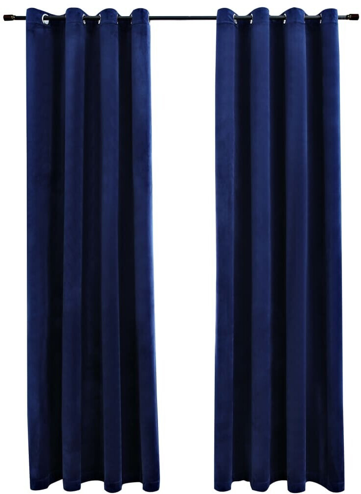 vidaXL Blackout curtains with eyelets 2 pieces velvet dark blue 140x175cm (134528)