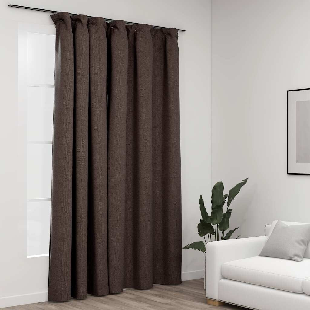 vidaXL Blackout curtain with hooks linen look taupe 290x245 cm (321207)