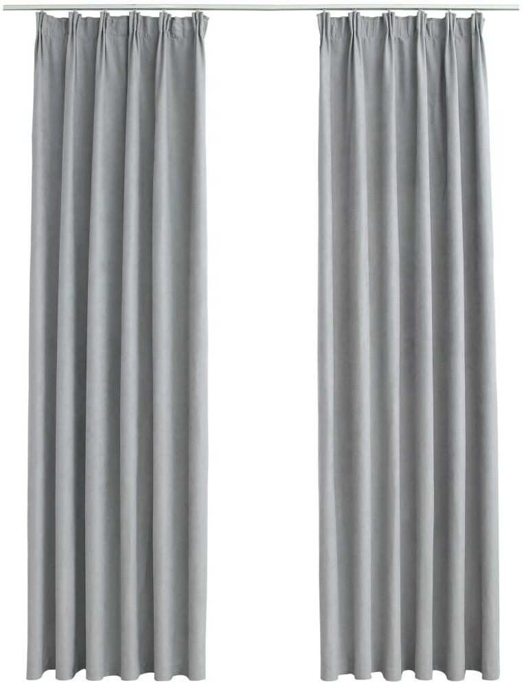 vidaXL Blackout curtains with hooks 2 pieces gray 140x175 cm (134467)