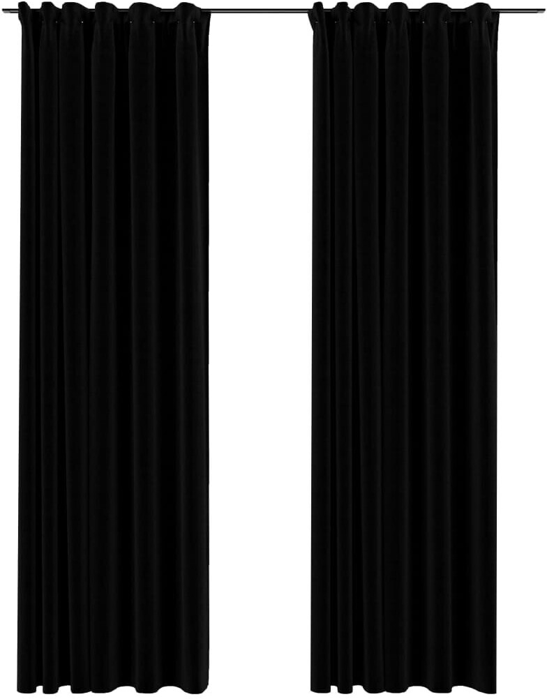 vidaXL Blackout curtains hooks linen look 2pcs. Black 140x225cm (321157)