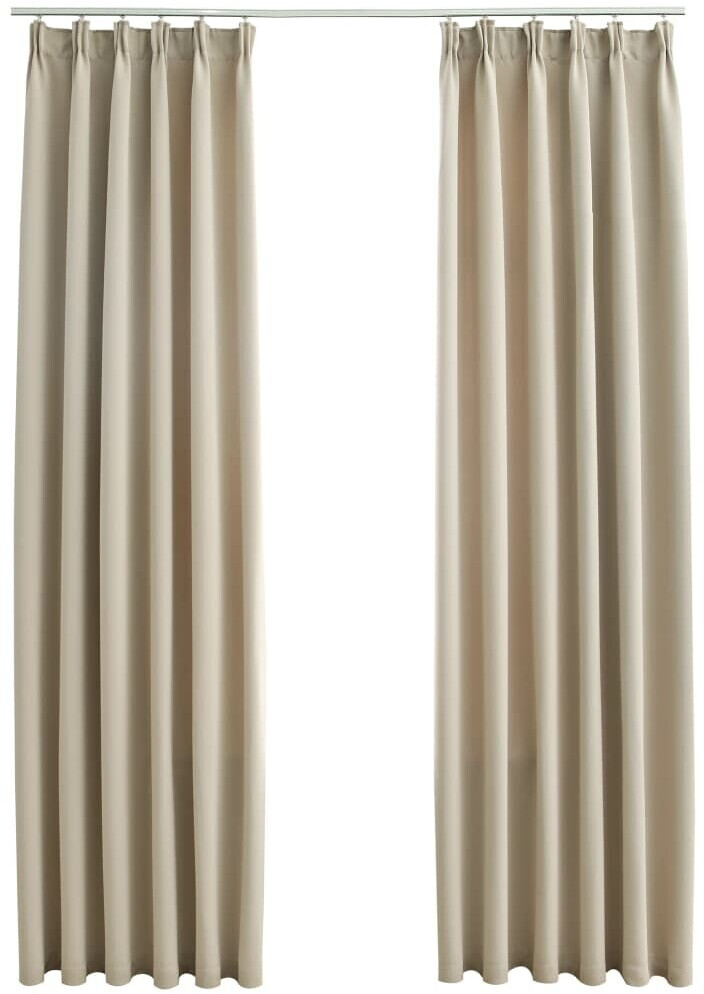 vidaXL Blackout curtains with hooks 2 pieces beige 140x225cm (134447)