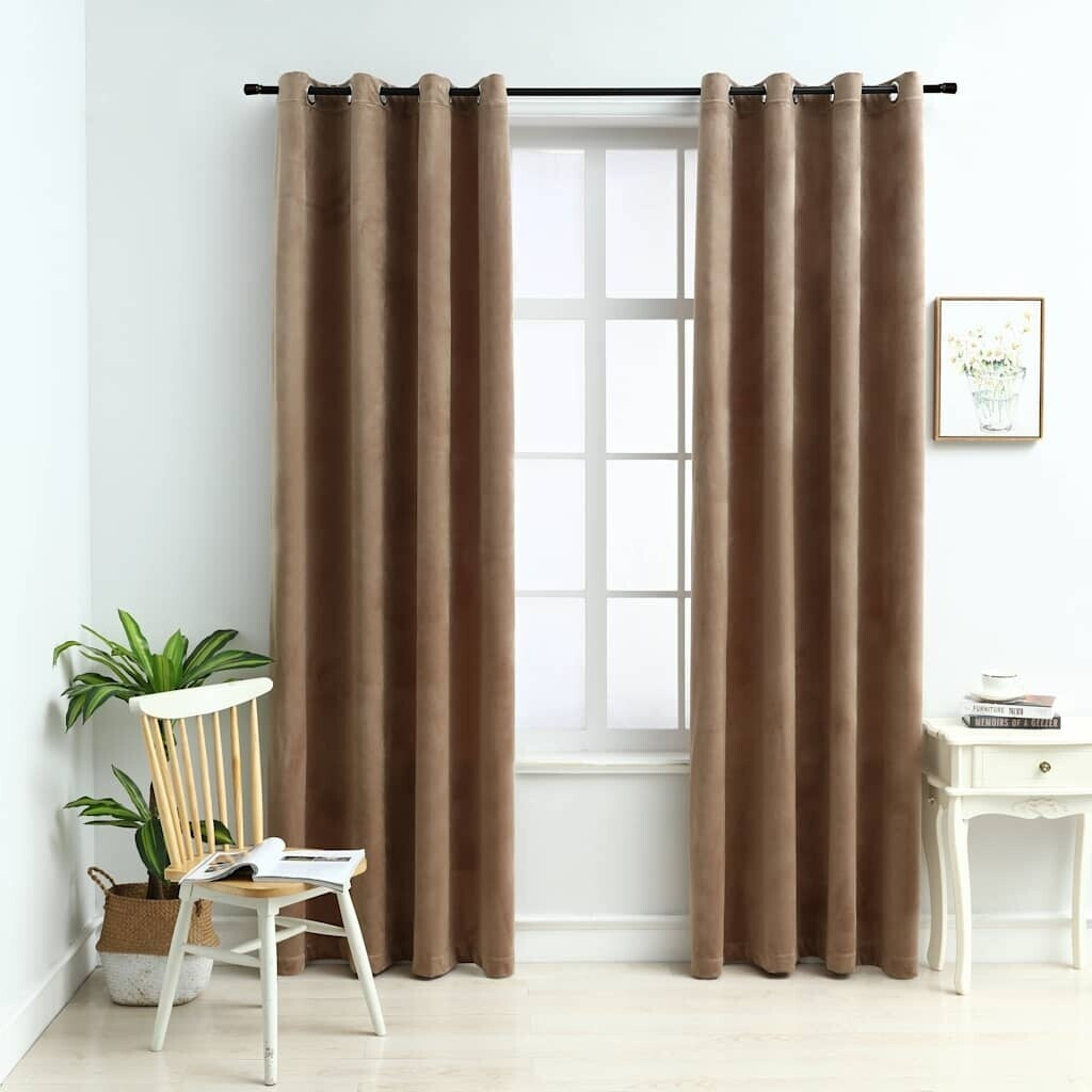 vidaXL Blackout curtains with eyelets 2 pieces velvet beige 140x225 cm (134505)