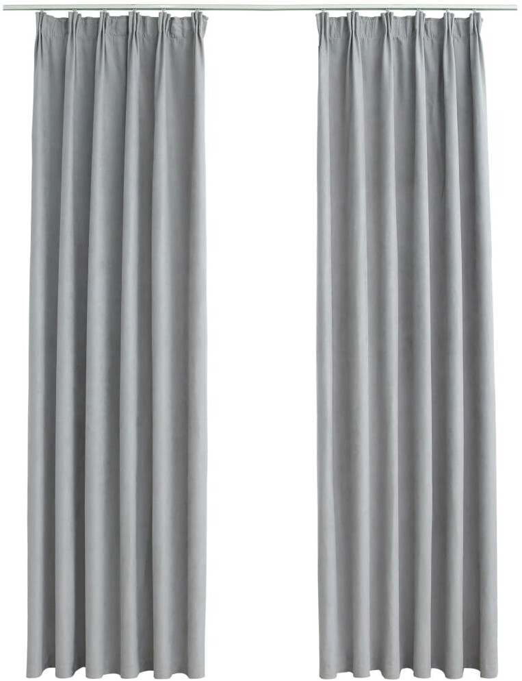 vidaXL Blackout curtains with hooks 2 pieces gray 140x225 cm (134468)