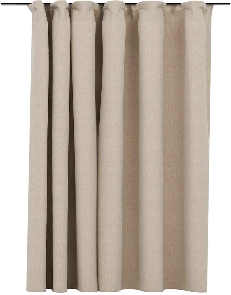 vidaXL Blackout curtain with hooks linen look beige 290x245 cm (321215)