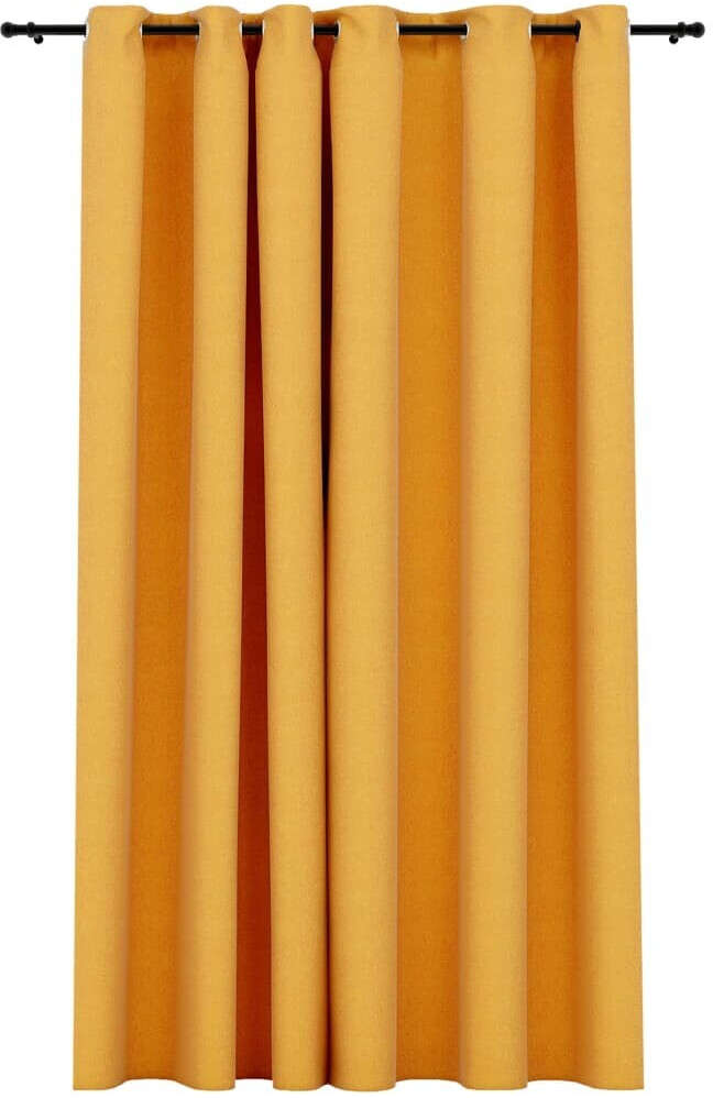 vidaXL Blackout curtain with eyelets linen look yellow 290x245 cm (321195)