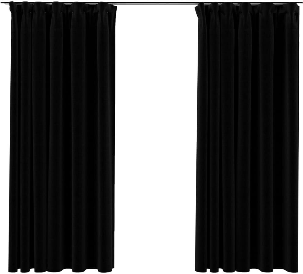 vidaXL Blackout curtains hooks linen look 2pcs. Black 140x175cm (321156)