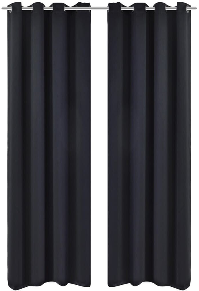 vidaXL Blackout curtains 2 pieces with metal eyelets 135x175 cm black (132199)