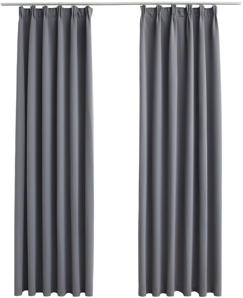 vidaXL Blackout curtains with hooks 2 pieces gray 140x245cm (134432)