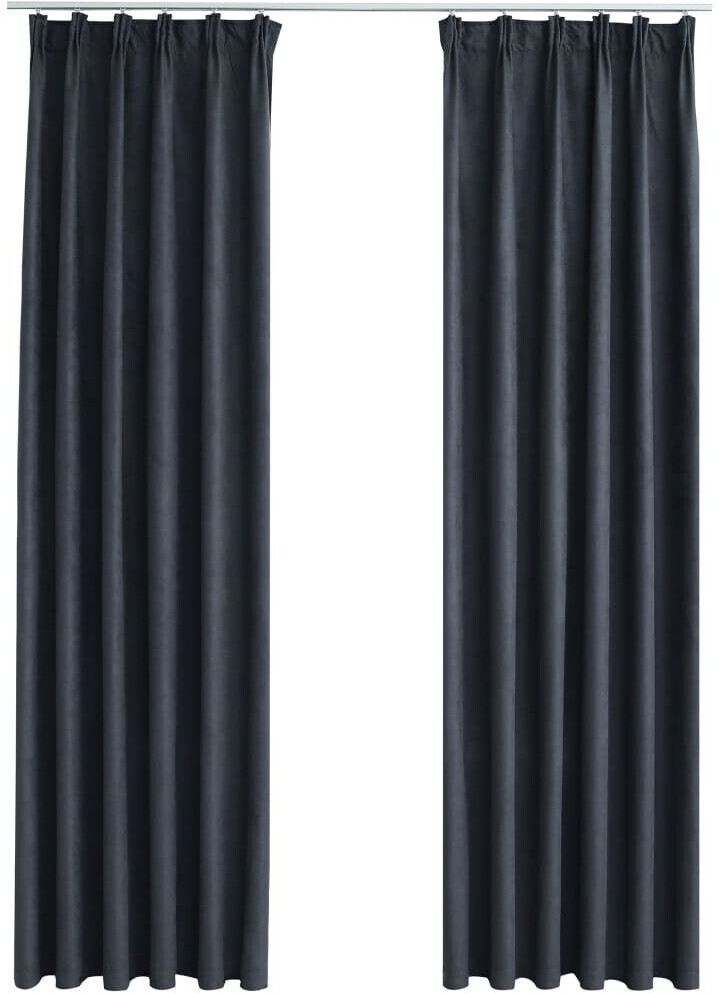 vidaXL Blackout curtains with hooks 2 pieces anthracite 140x225 cm (134462)