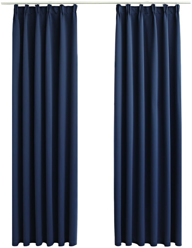 vidaXL Blackout curtains with hooks 2 pieces blue 140x225cm (134455)