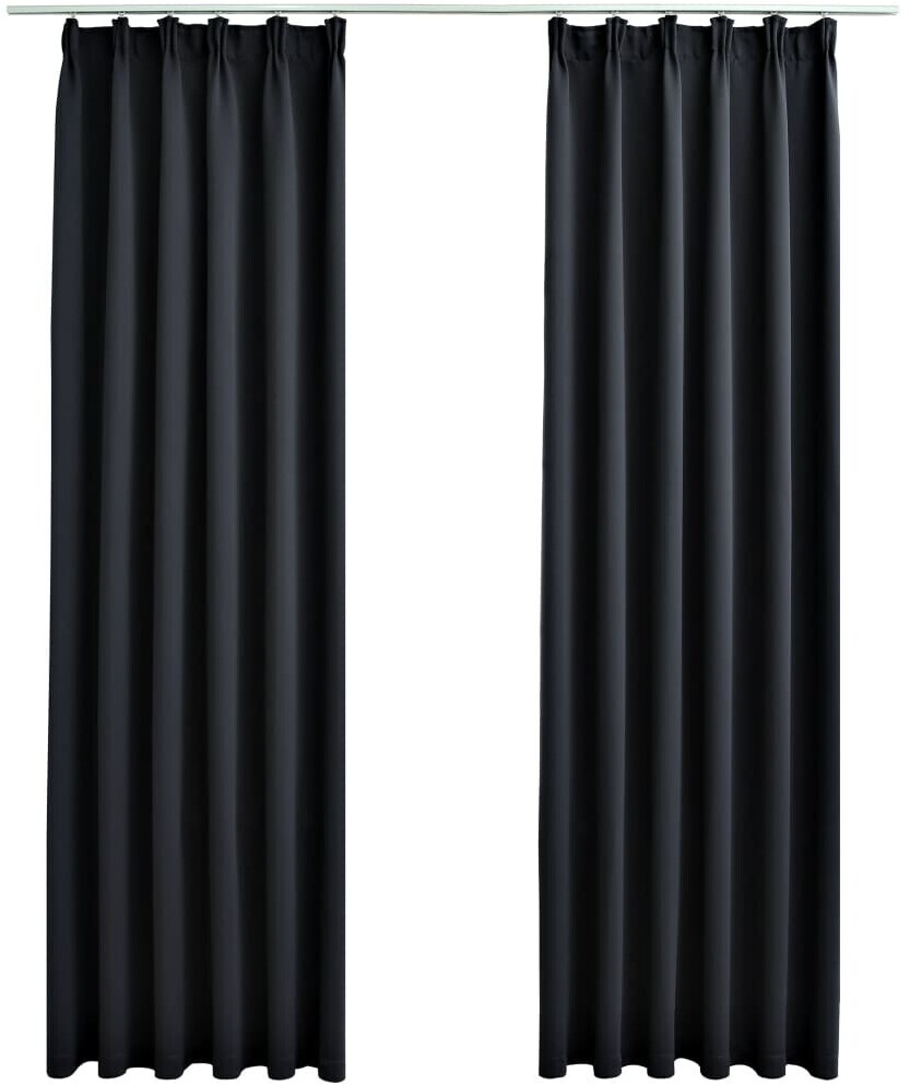 vidaXL Blackout curtains with hooks 2 pieces black 140x245cm (134416)
