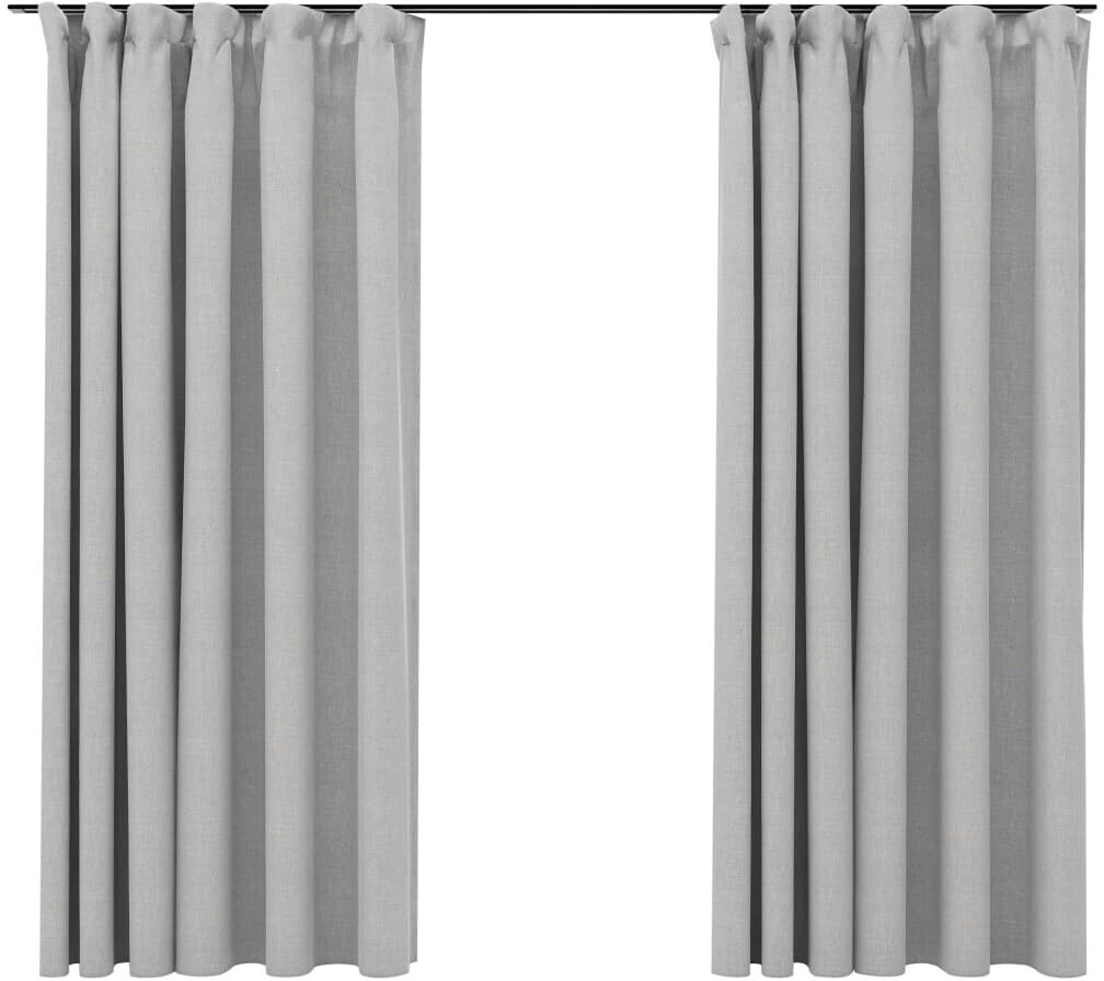 vidaXL Blackout curtains hooks linen look 2 pieces gray 140x175 cm (321172)