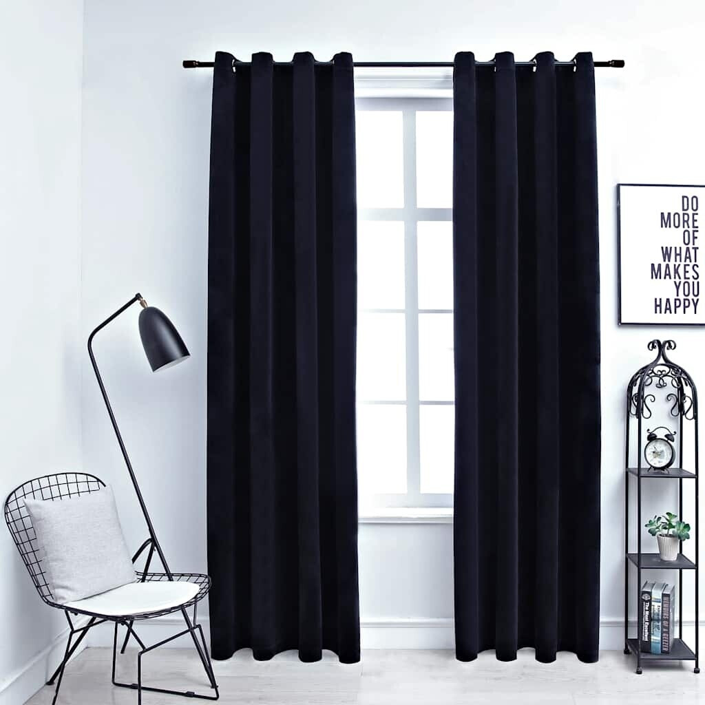 vidaXL Blackout curtains with eyelets 2 pieces velvet black 140x225 cm (134489)