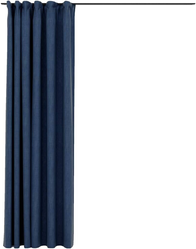 vidaXL Blackout curtains with hooks linen look blue 290x245cm (321183)
