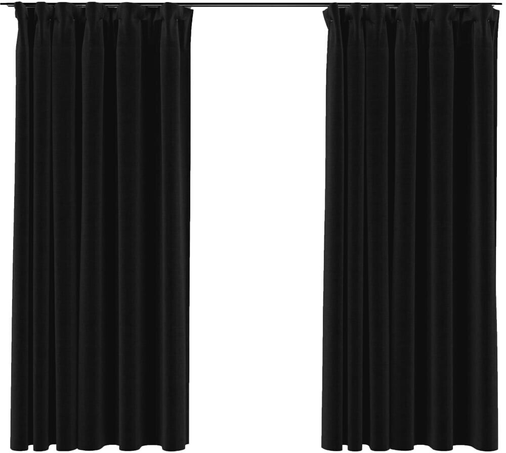 vidaXL Blackout curtains with hooks linen look 2 pieces 140x175 cm (321164)