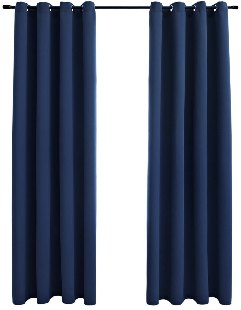 vidaXL Blackout curtains with metal eyelets 2 pieces blue 140x225cm (134451)