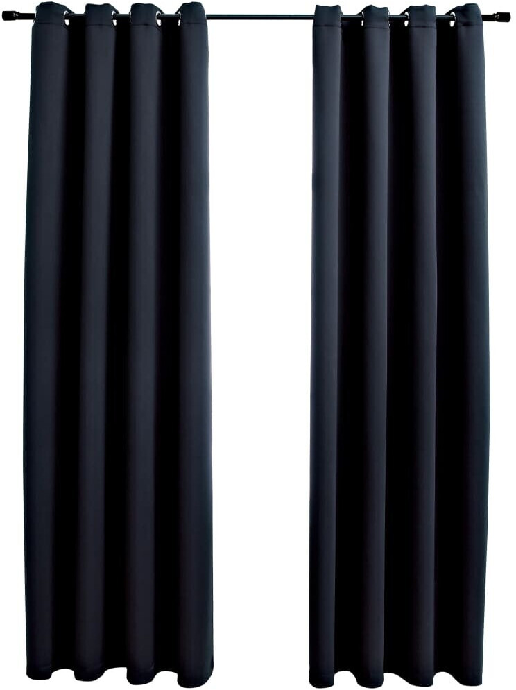 vidaXL Blackout curtains with metal eyelets 2 pieces black 140x245 cm (134412)
