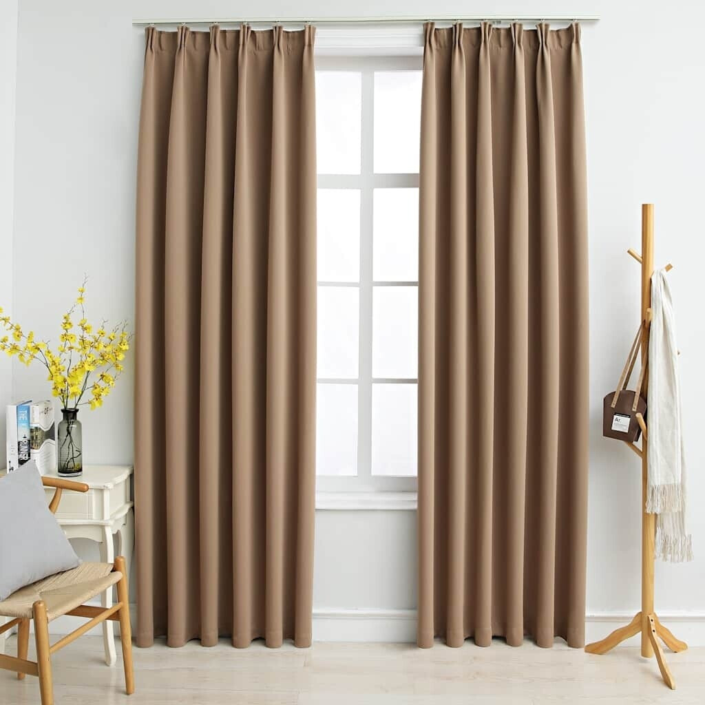 vidaXL Blackout curtains with hooks 2 pieces taupe 140x175cm (134438)
