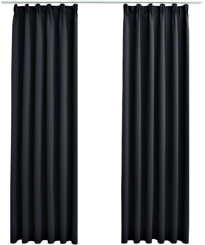 vidaXL Blackout curtains with hooks 2 pieces black 140x175cm (134414)