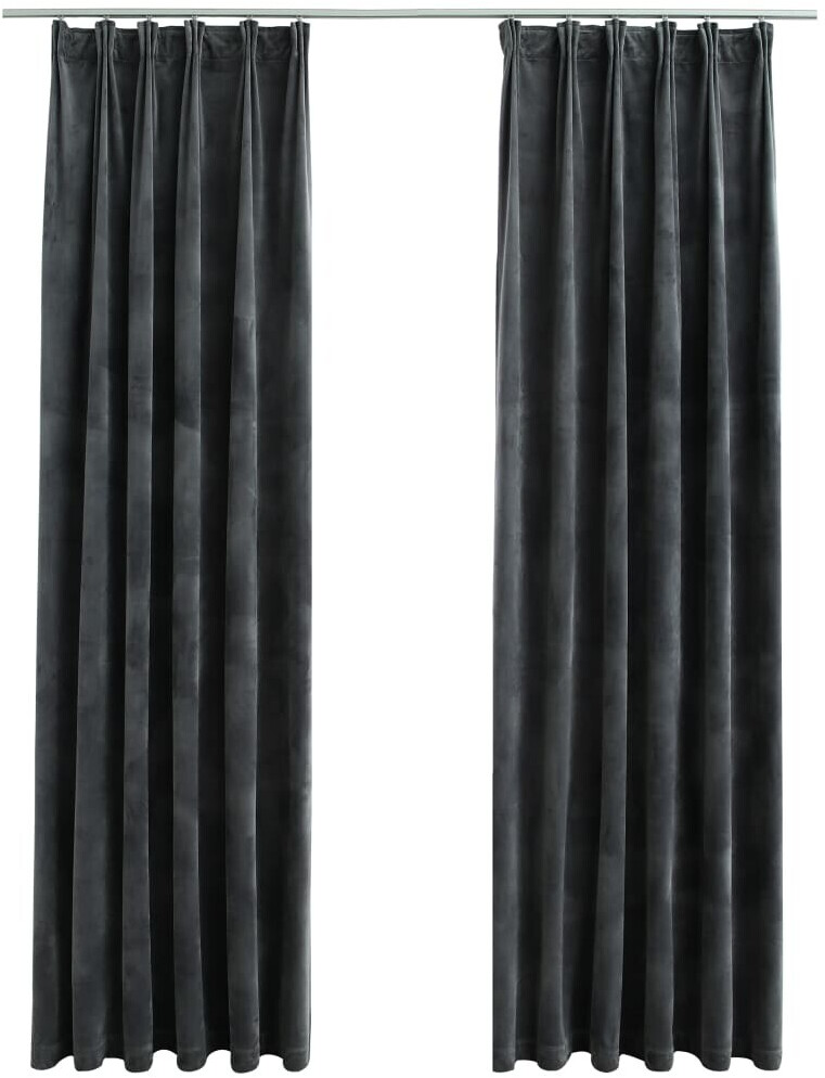 vidaXL Blackout curtains with hooks 2 pieces velvet anthracite 140x245cm (134502)
