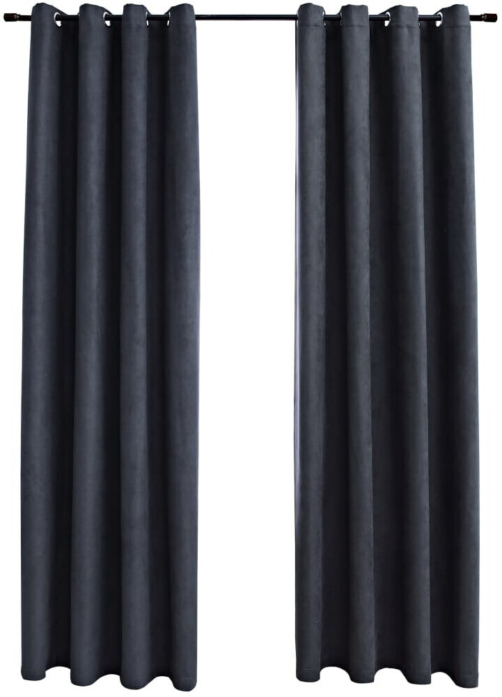 vidaXL Blackout curtains with metal eyelets 2 pieces anthracite 140x225cm (134459)