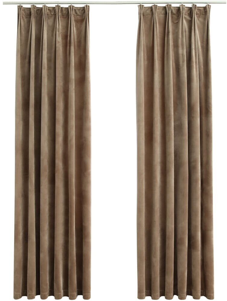 vidaXL Blackout curtains with hooks 2 pieces velvet beige 140x245 cm (134510)