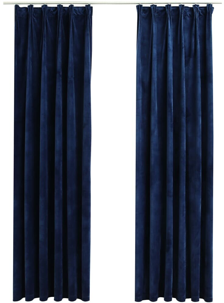 vidaXL Blackout curtain hooks 2 pieces velvet dark blue 140x225cm (134533)