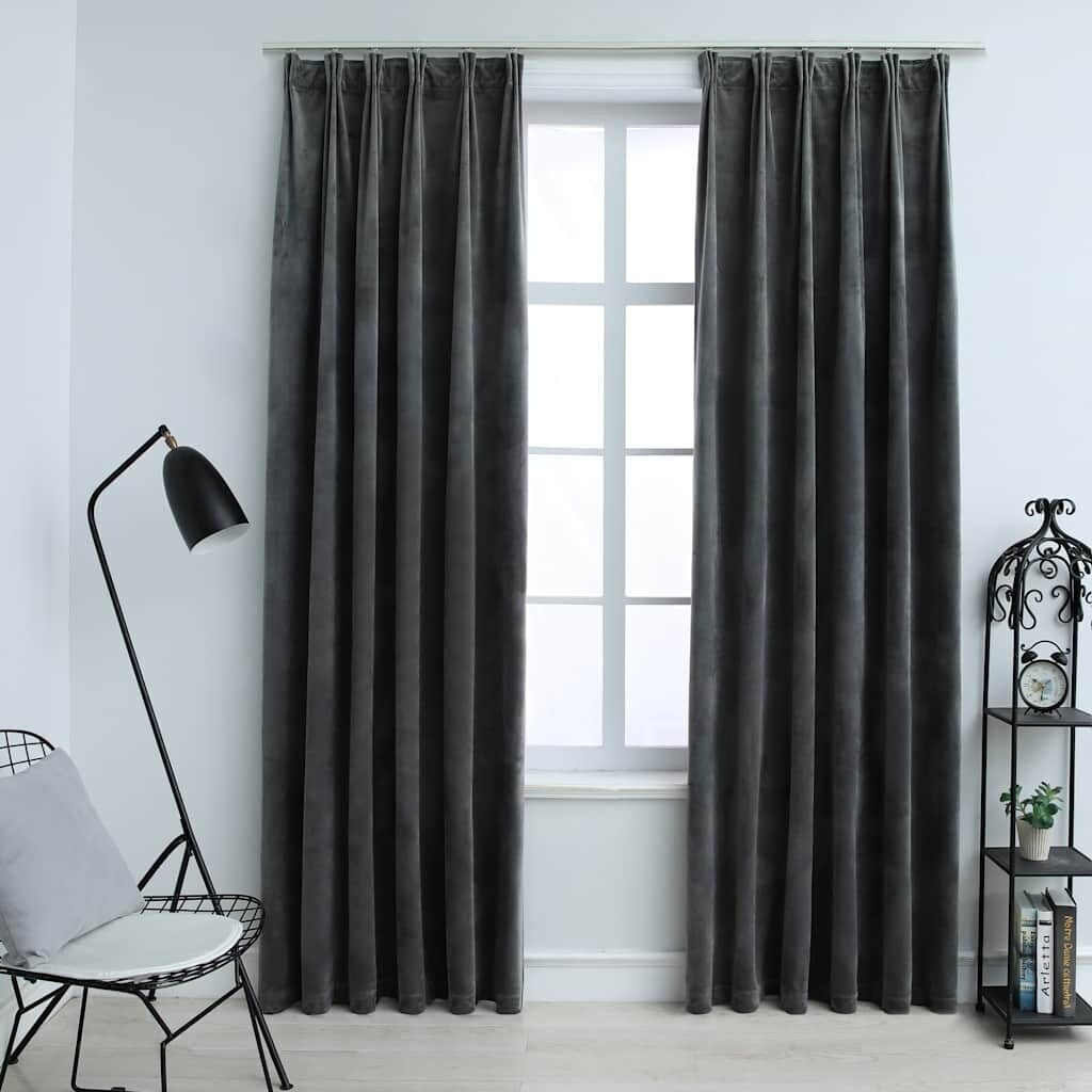 vidaXL Blackout curtains with hooks 2 pieces velvet anthracite 140x175cm (134500)